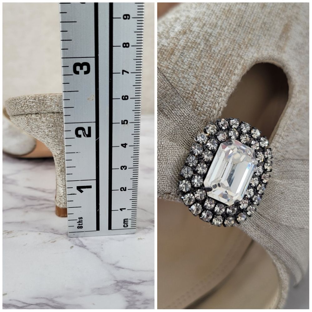 Shannon Britt Italian Silver Kitten Heel Mules Formal Bridal Evening - Picture 15 of 16